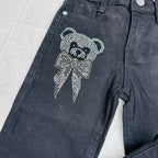 Jeans orsetto strass nero