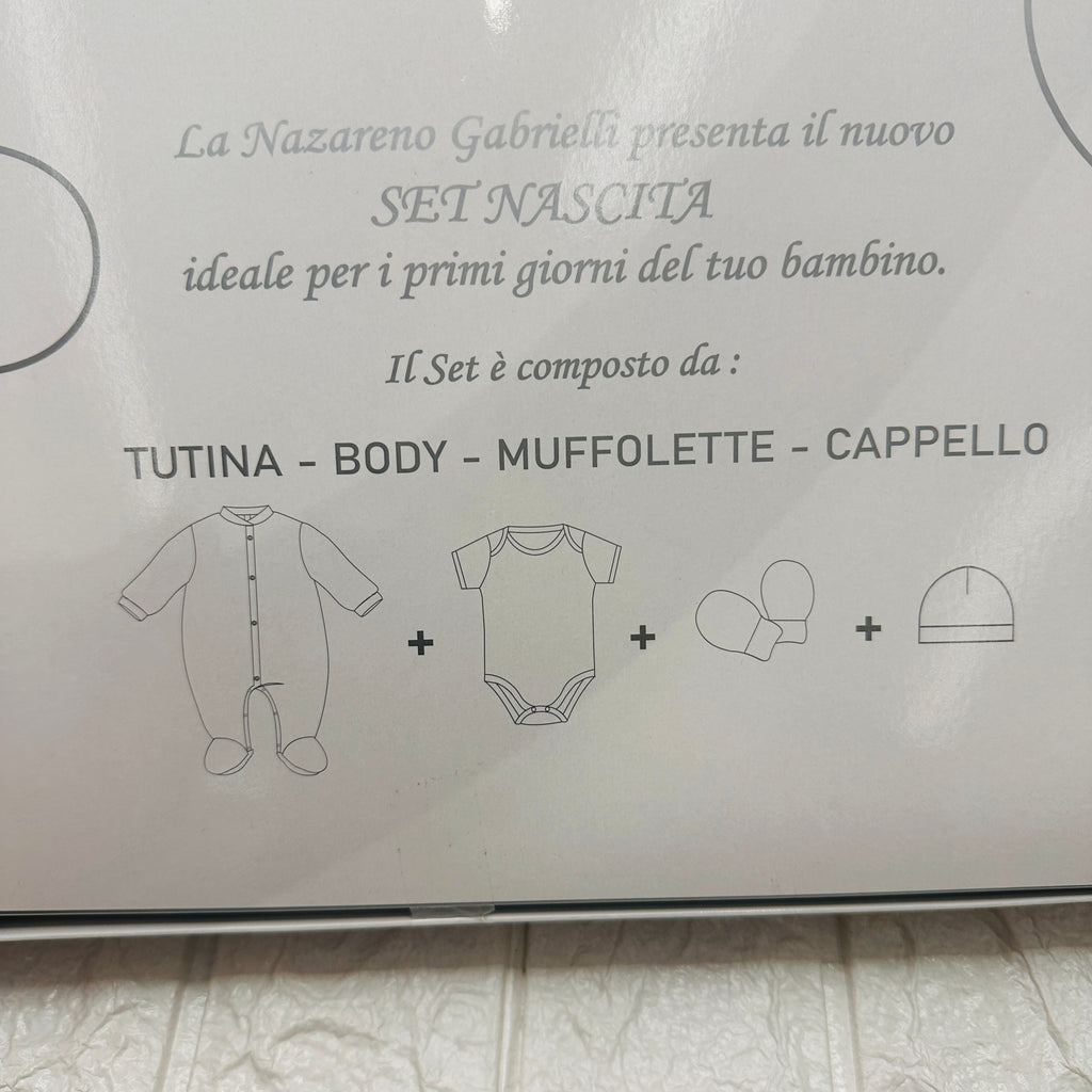 Set 4 pezzi neonato in Ciniglia celeste