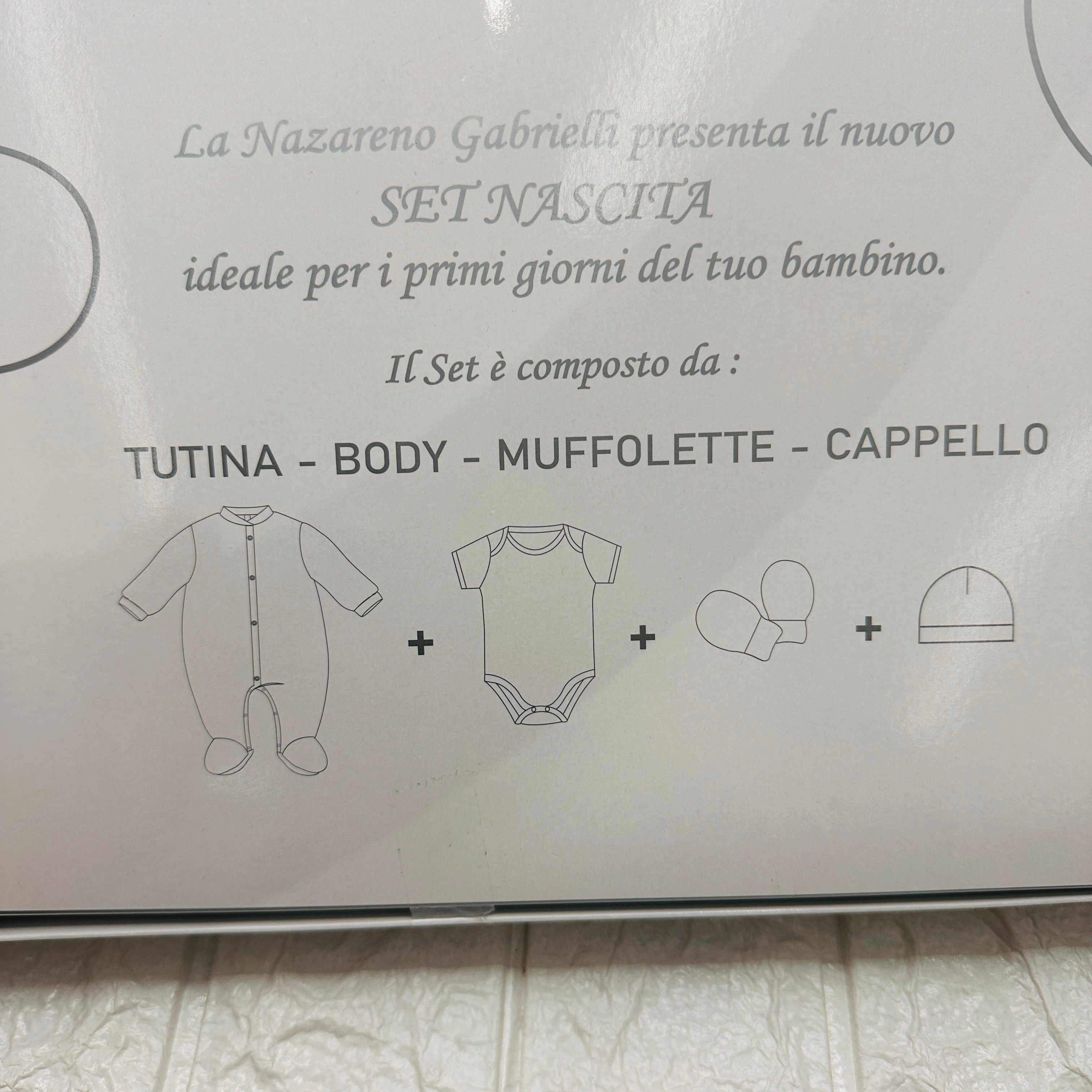 Set 4 pezzi neonato in Ciniglia celeste