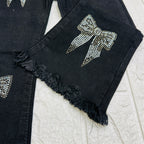 Jeans orsetto strass nero