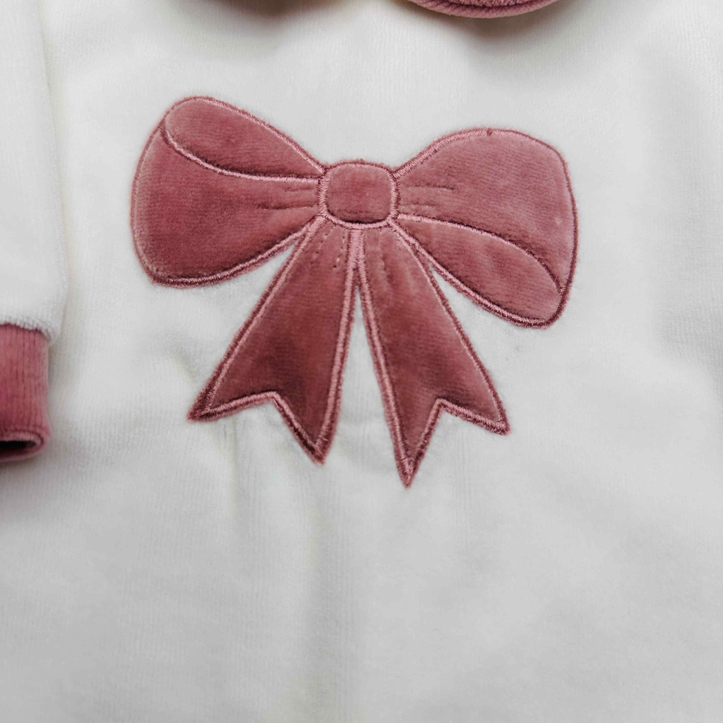 Tutina ciniglia fiocco rosa antico 30413
