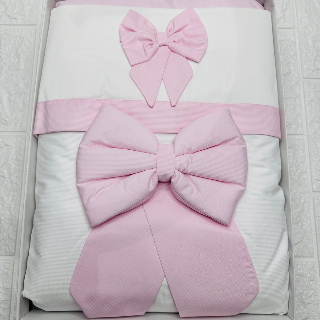 Set completo carrozzina fiocco rosa