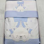 Set completo carrozzina orso fiocco celeste
