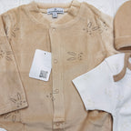 Set 4 pezzi neonato in Ciniglia beige