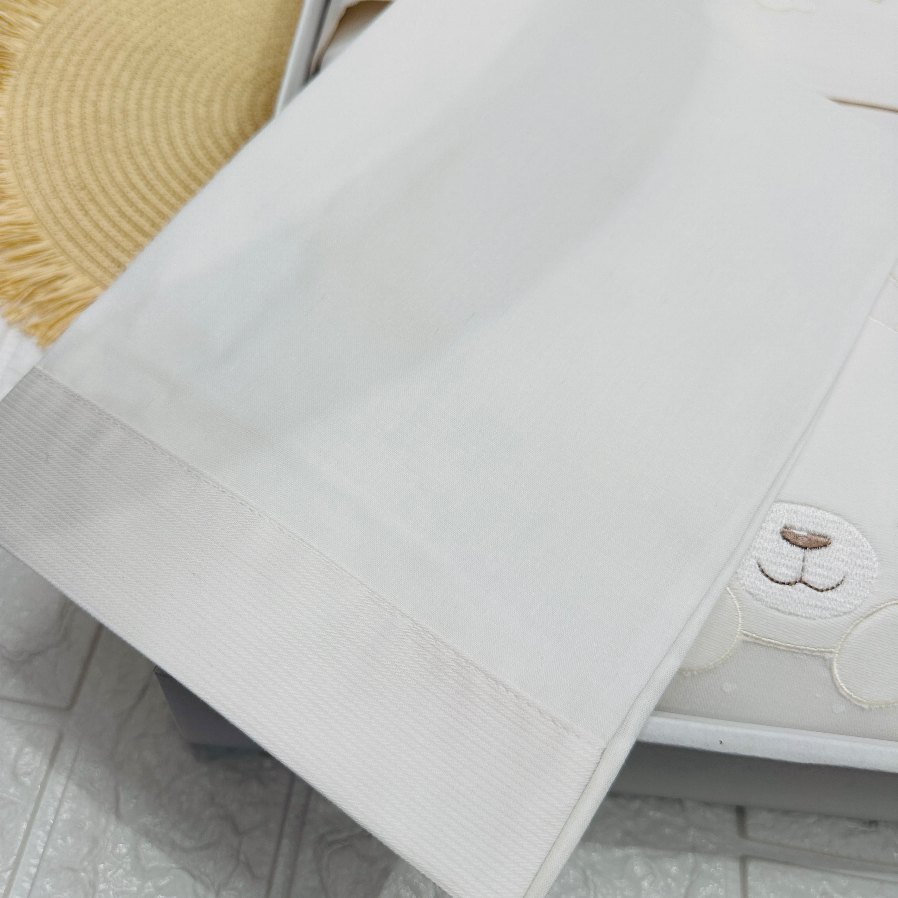 Set Completo carrozzina Orso bianco sopra Fiocco