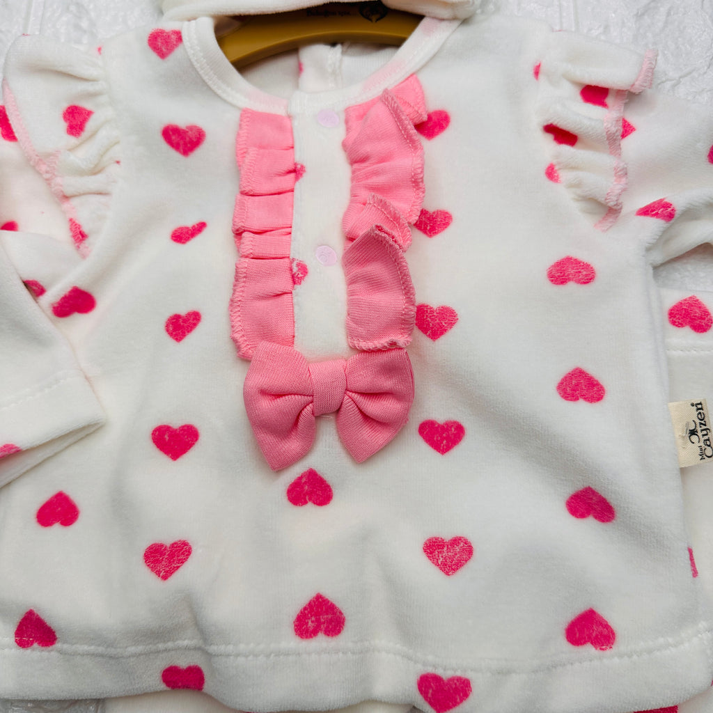 Tutina ciniglia cuori rosa