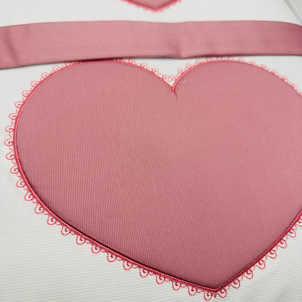 Set completo carrozzina cuore rosa antico