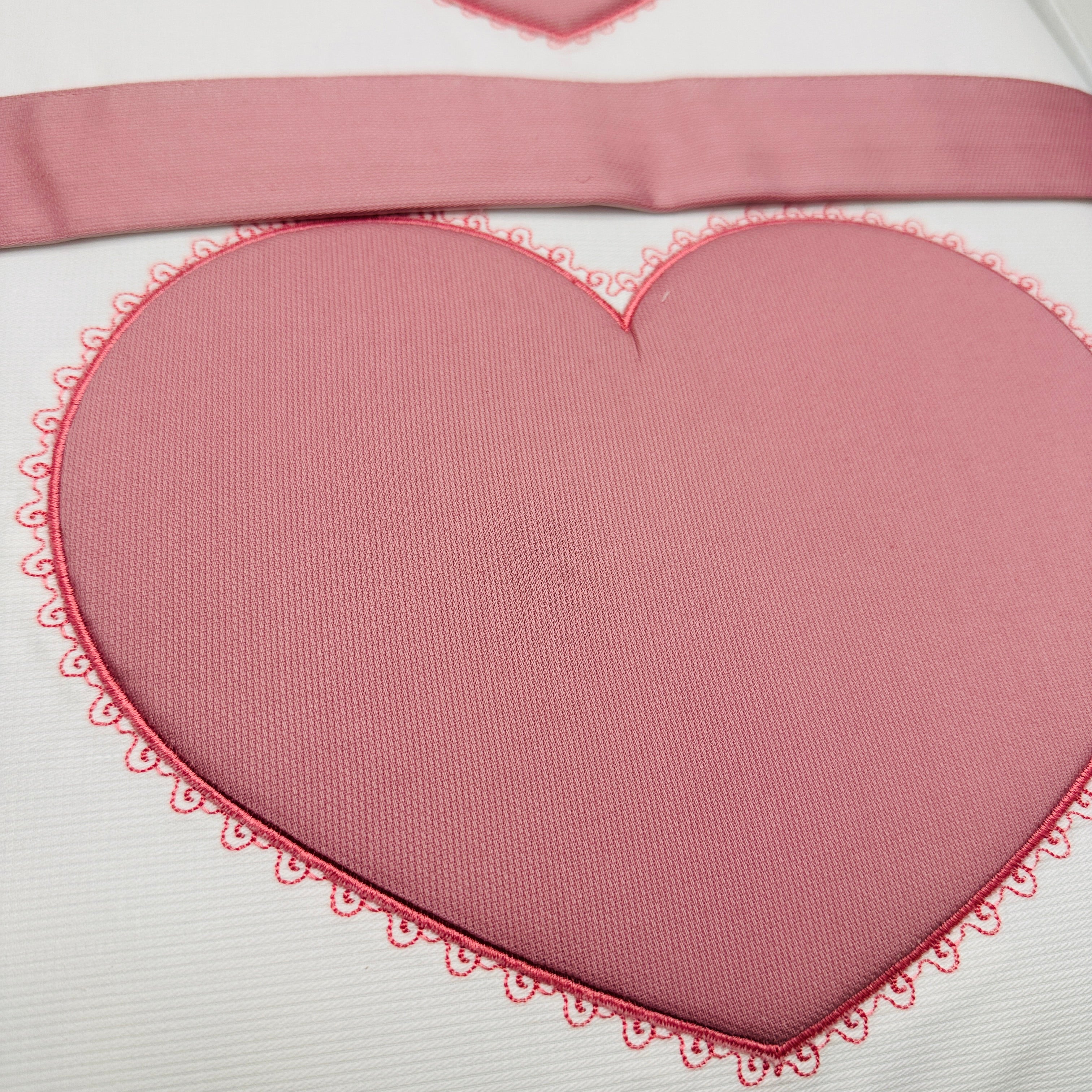 Set completo carrozzina cuore rosa antico