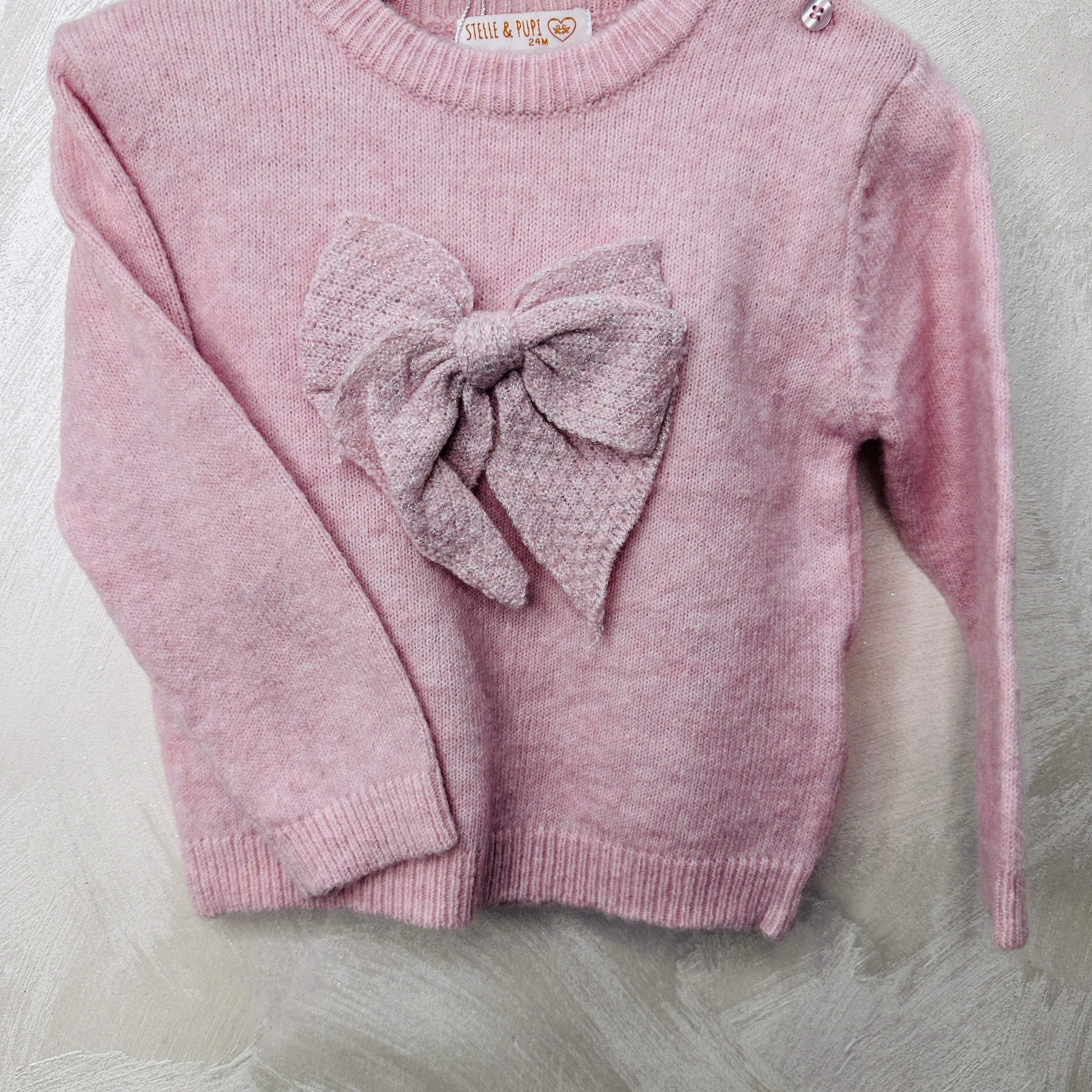 Maglioncino bimba fiocco Rosa