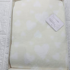Coperta pile cuori panna