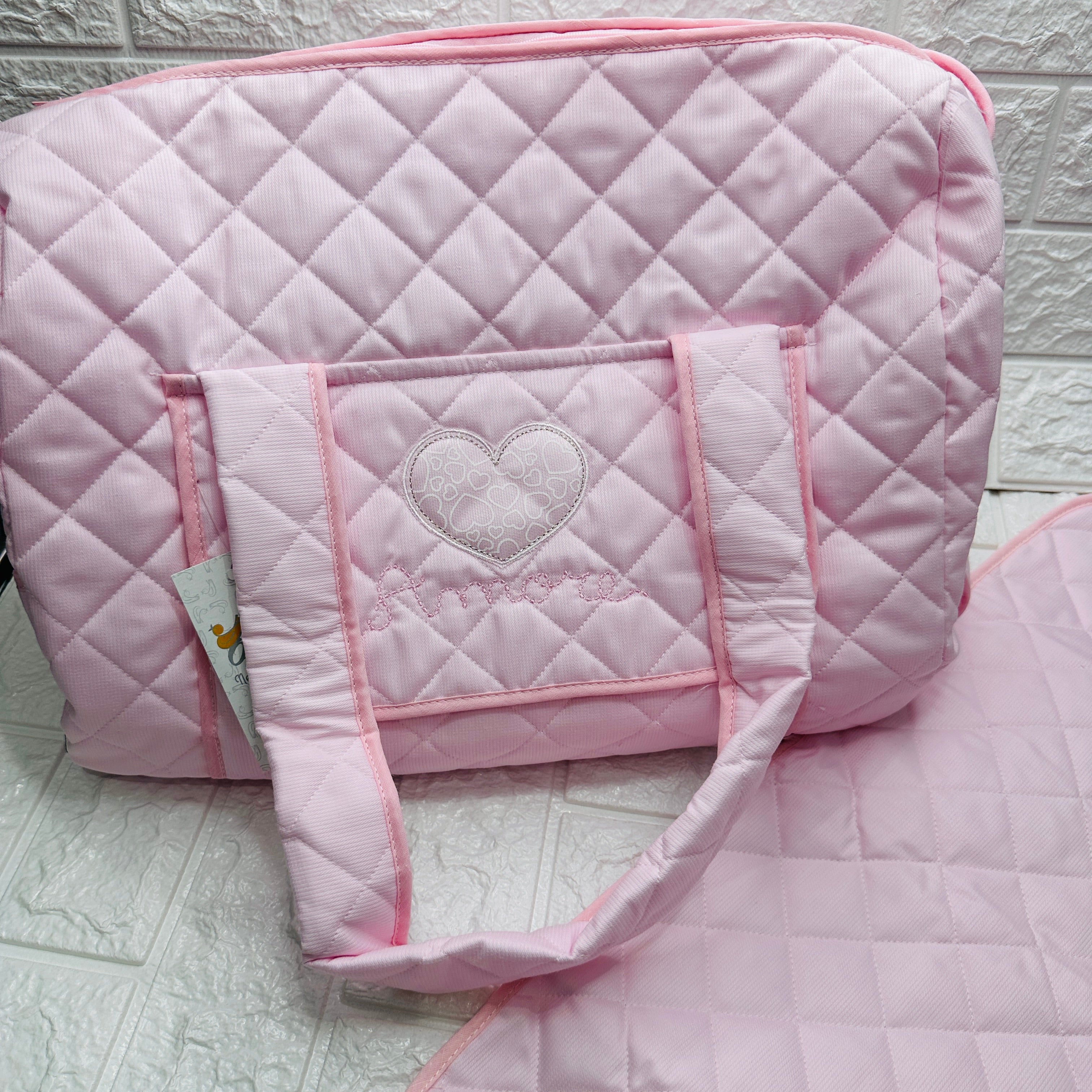 Borsa Nascita cuore rosa.                  dim 45x30x18