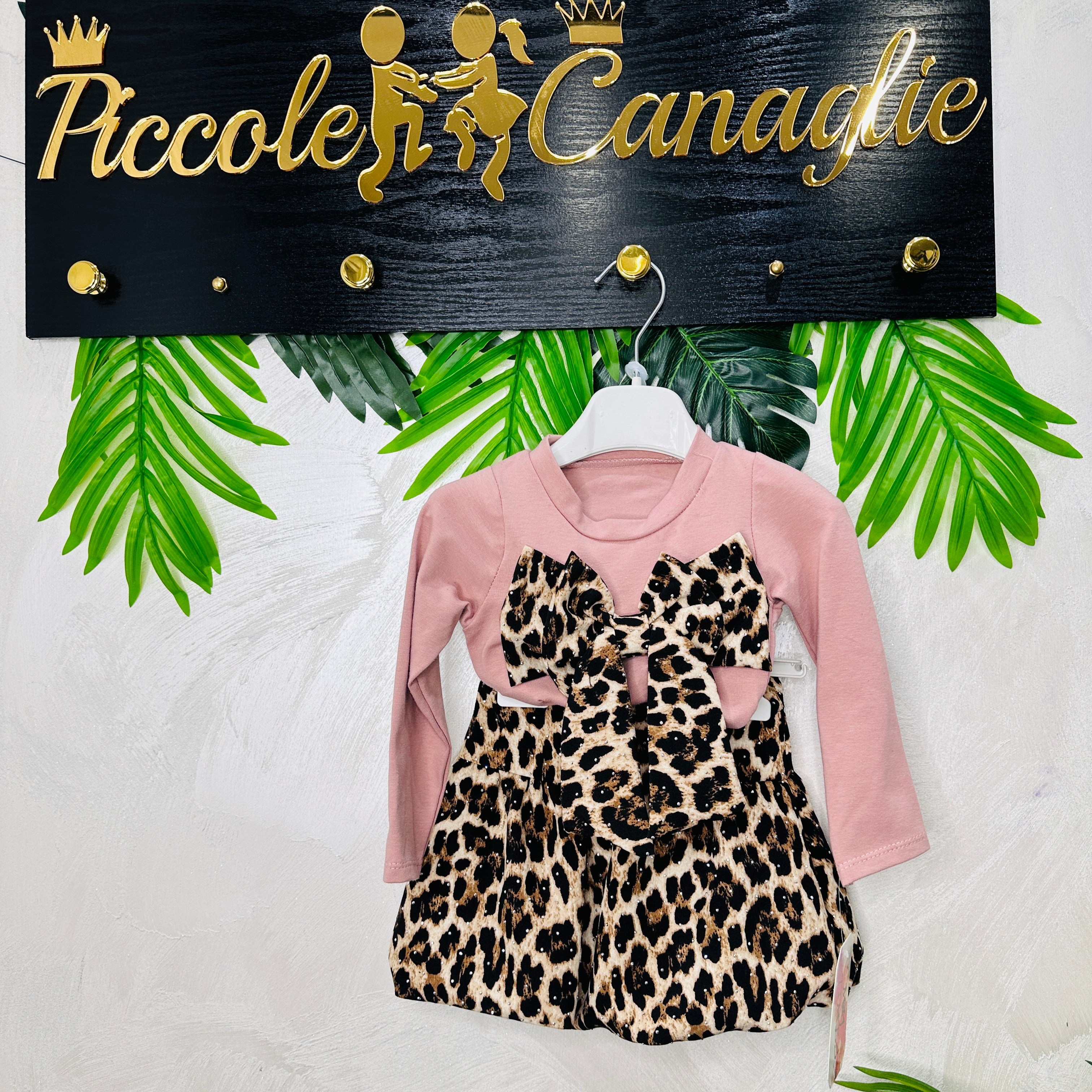 Completo Fiocco Leopardo Rosa
