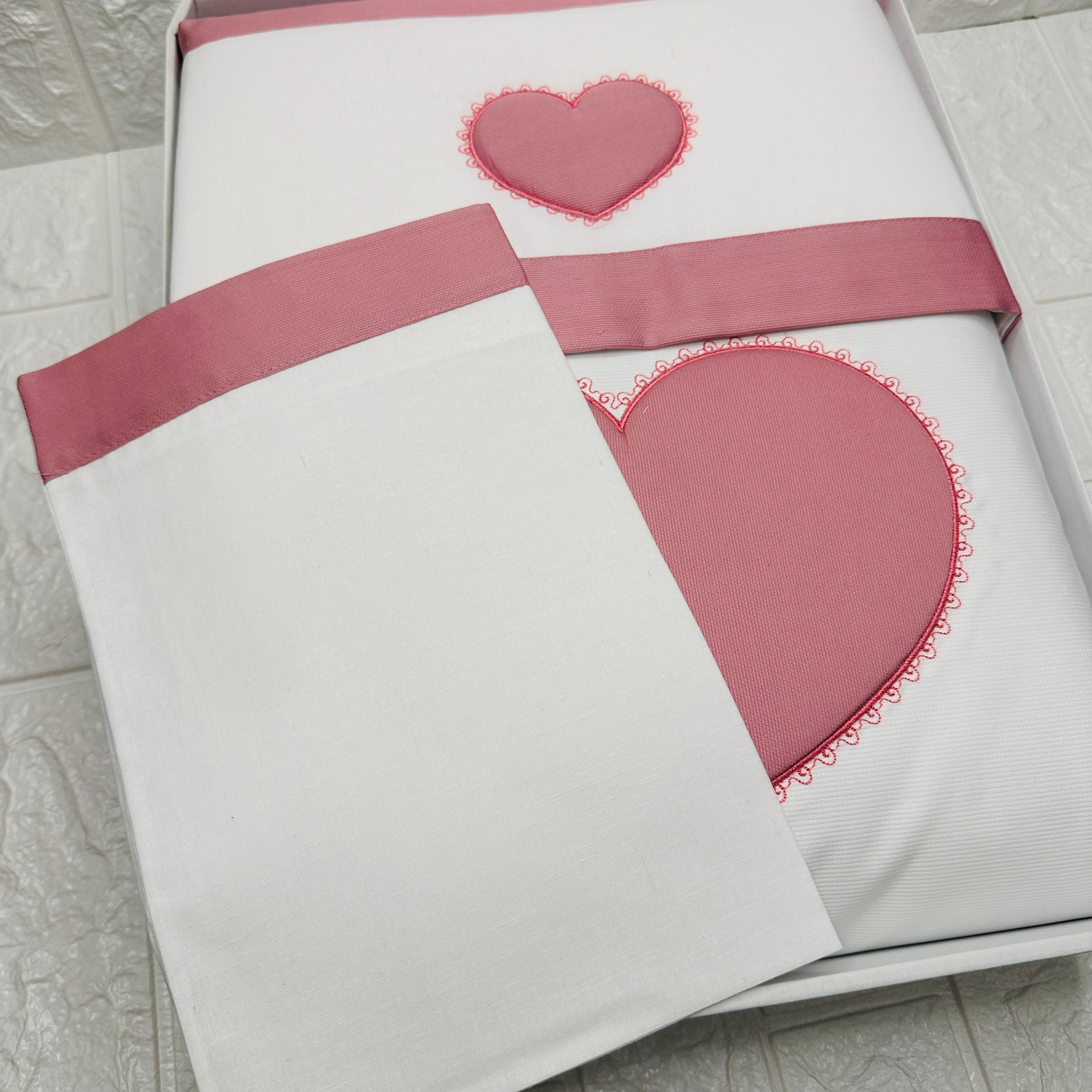 Set completo carrozzina cuore rosa antico