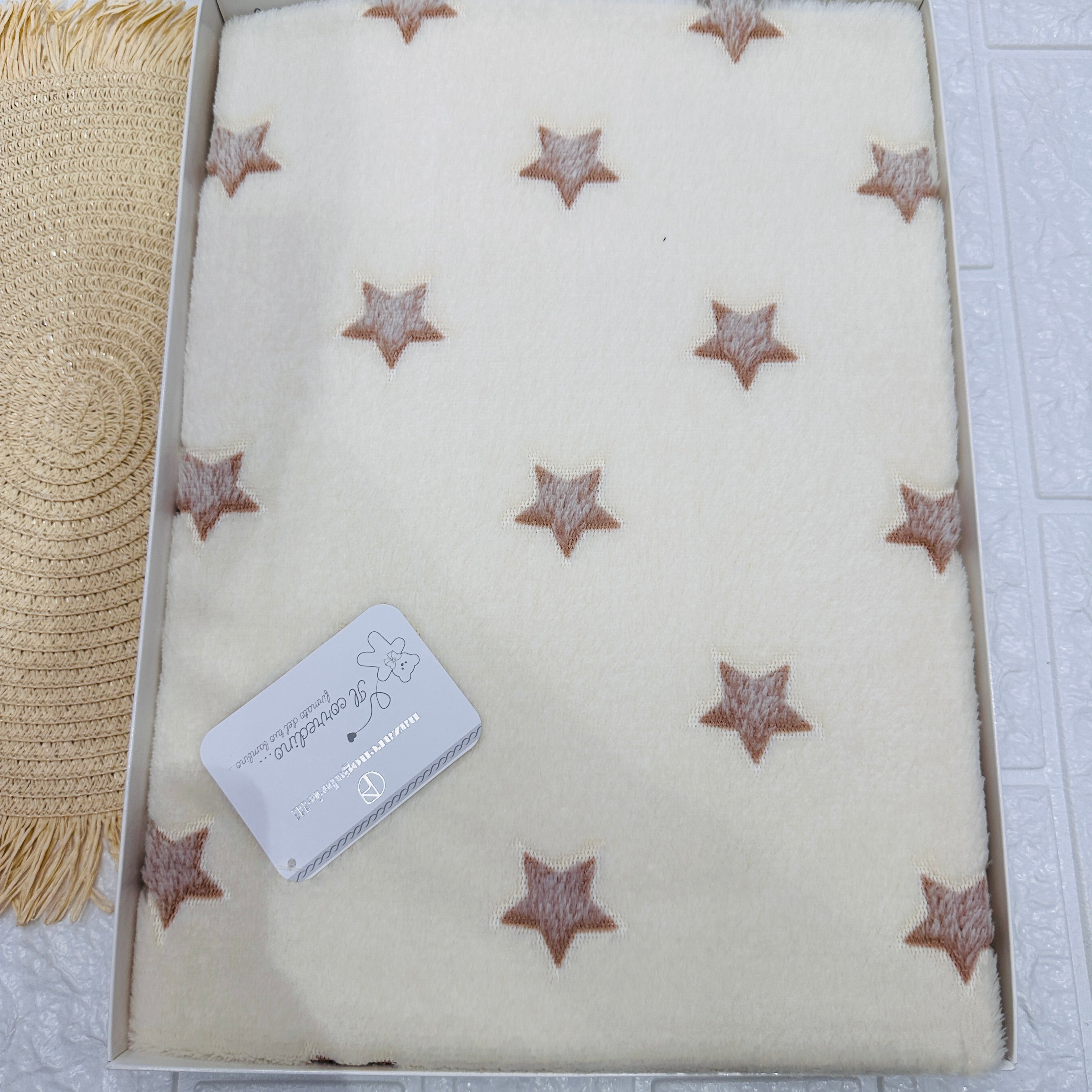 Coperta culla Pile Stelle Panna dim100x104