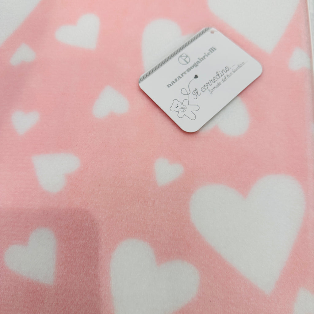Coperta Culla pile cuore Rosa dim100x104