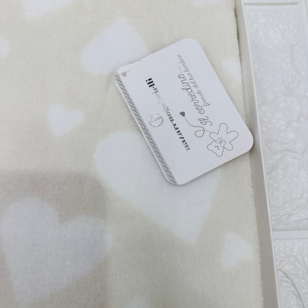 Coperta Culla pile cuore Panna dim100x104