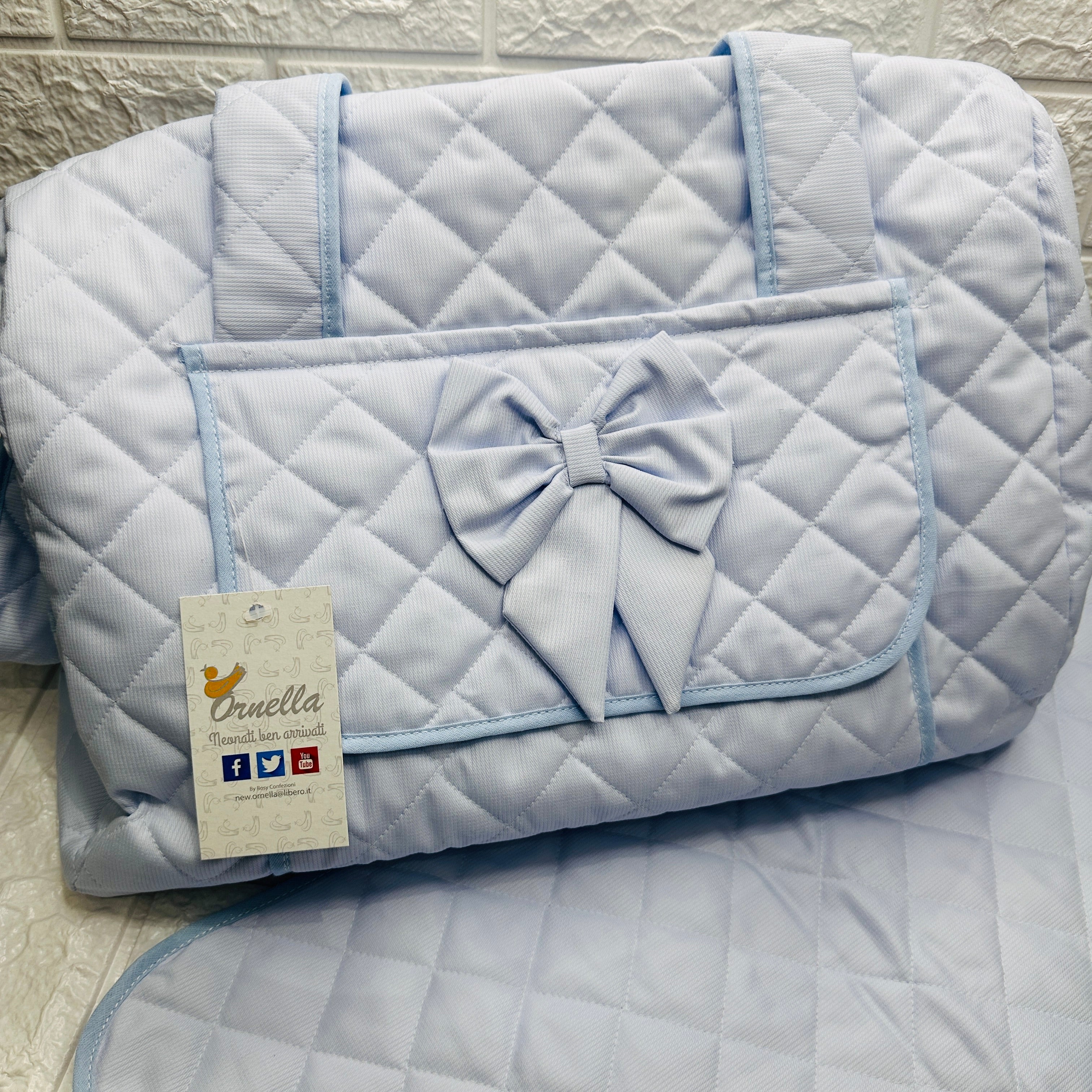 Borsa Nascita Fiocco celeste              dim 45x30x18