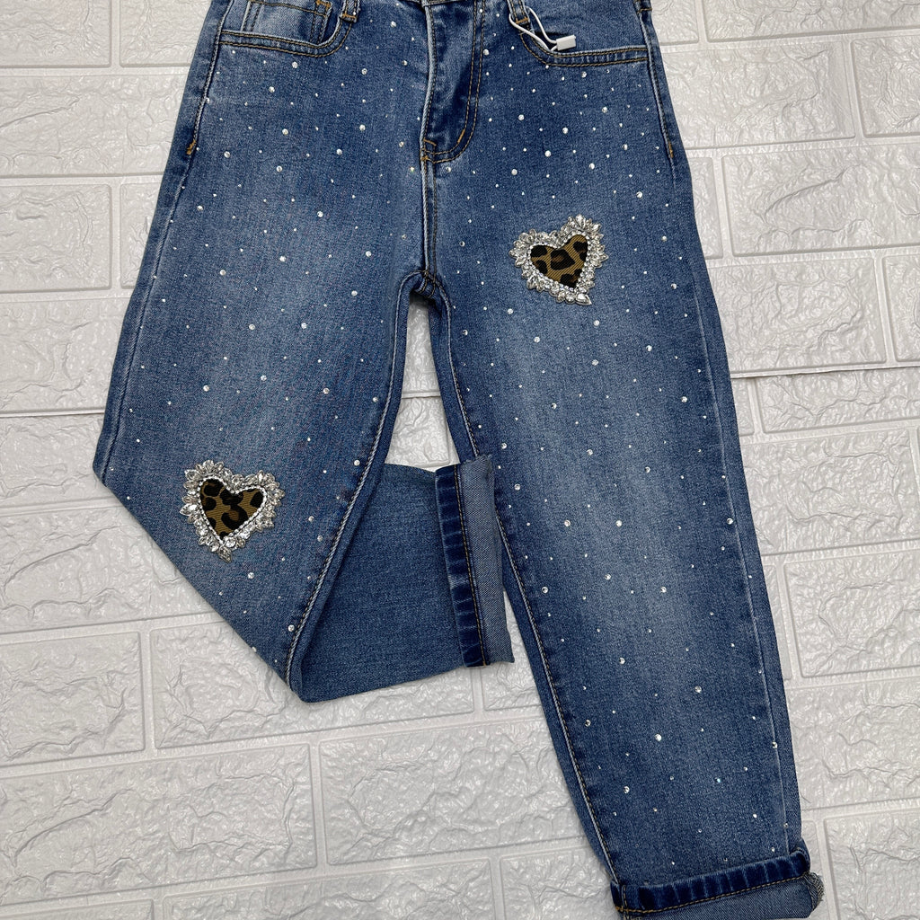 Jeans Bimba Cuore Animalier