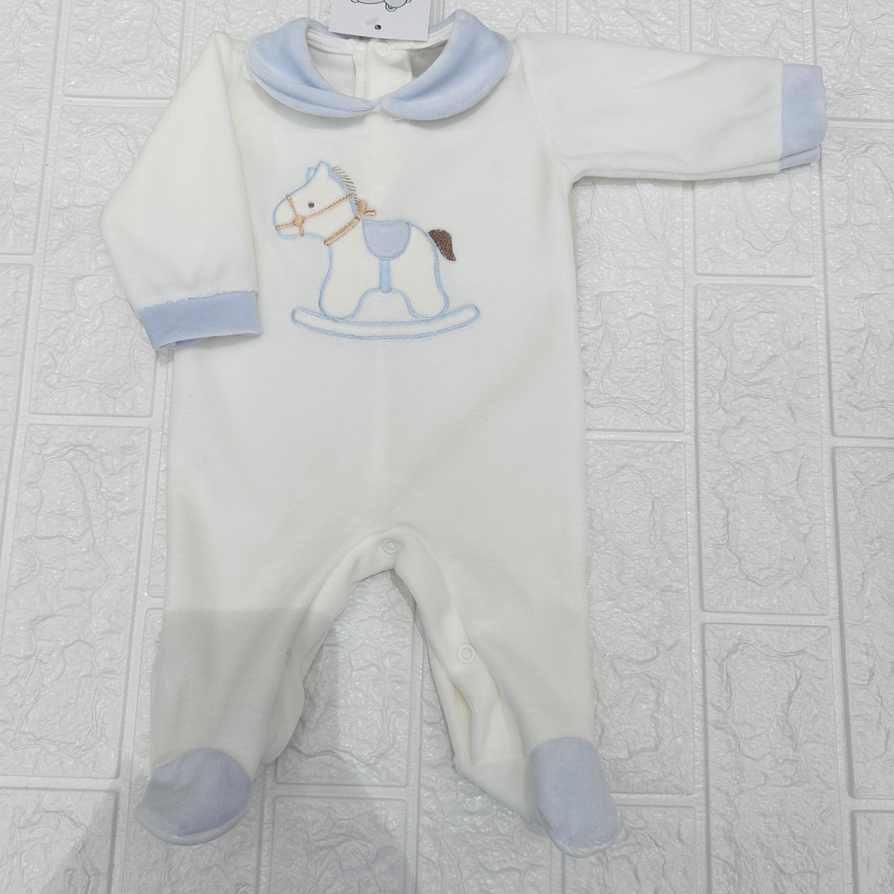 Tutina cavallino ciniglia celeste