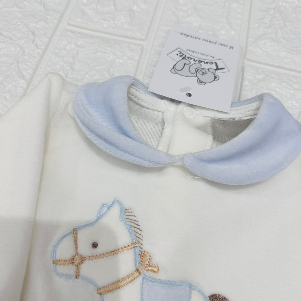 Tutina cavallino ciniglia celeste