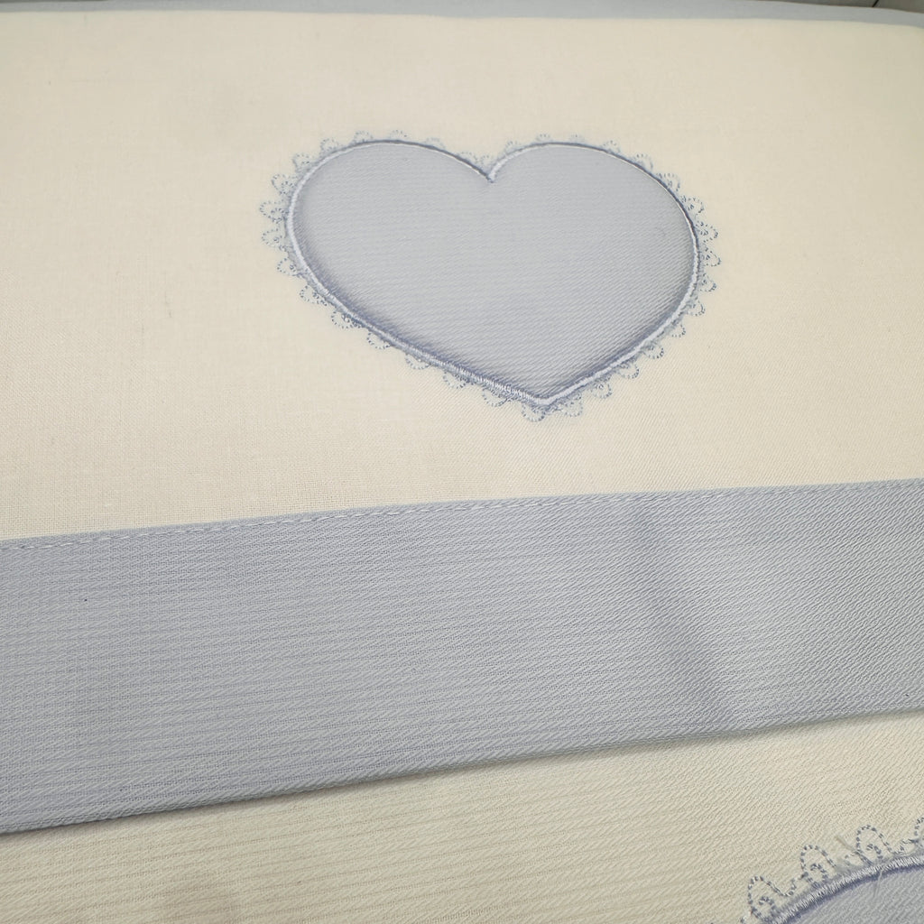 Set completo carrozzina cuore celeste