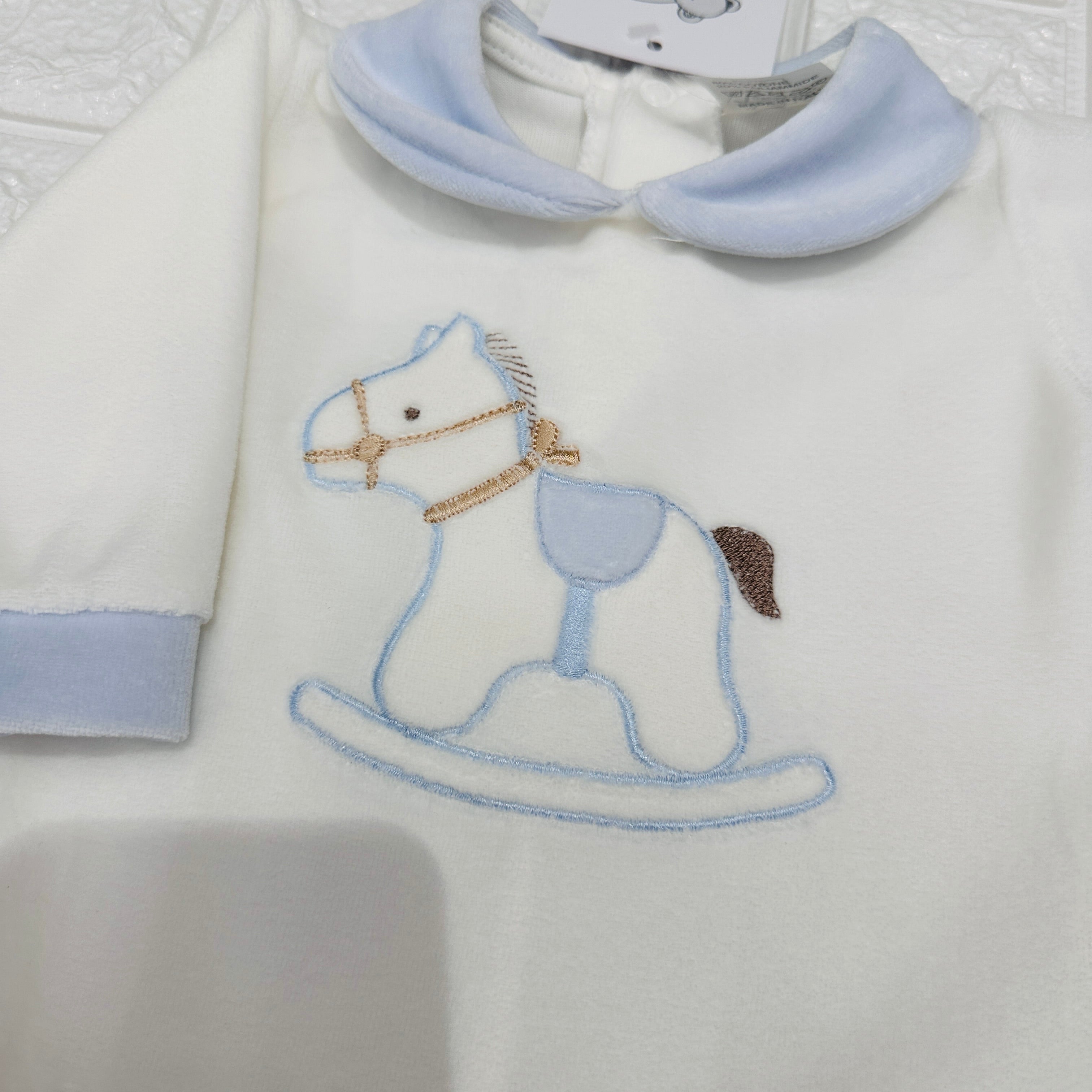 Tutina cavallino ciniglia celeste