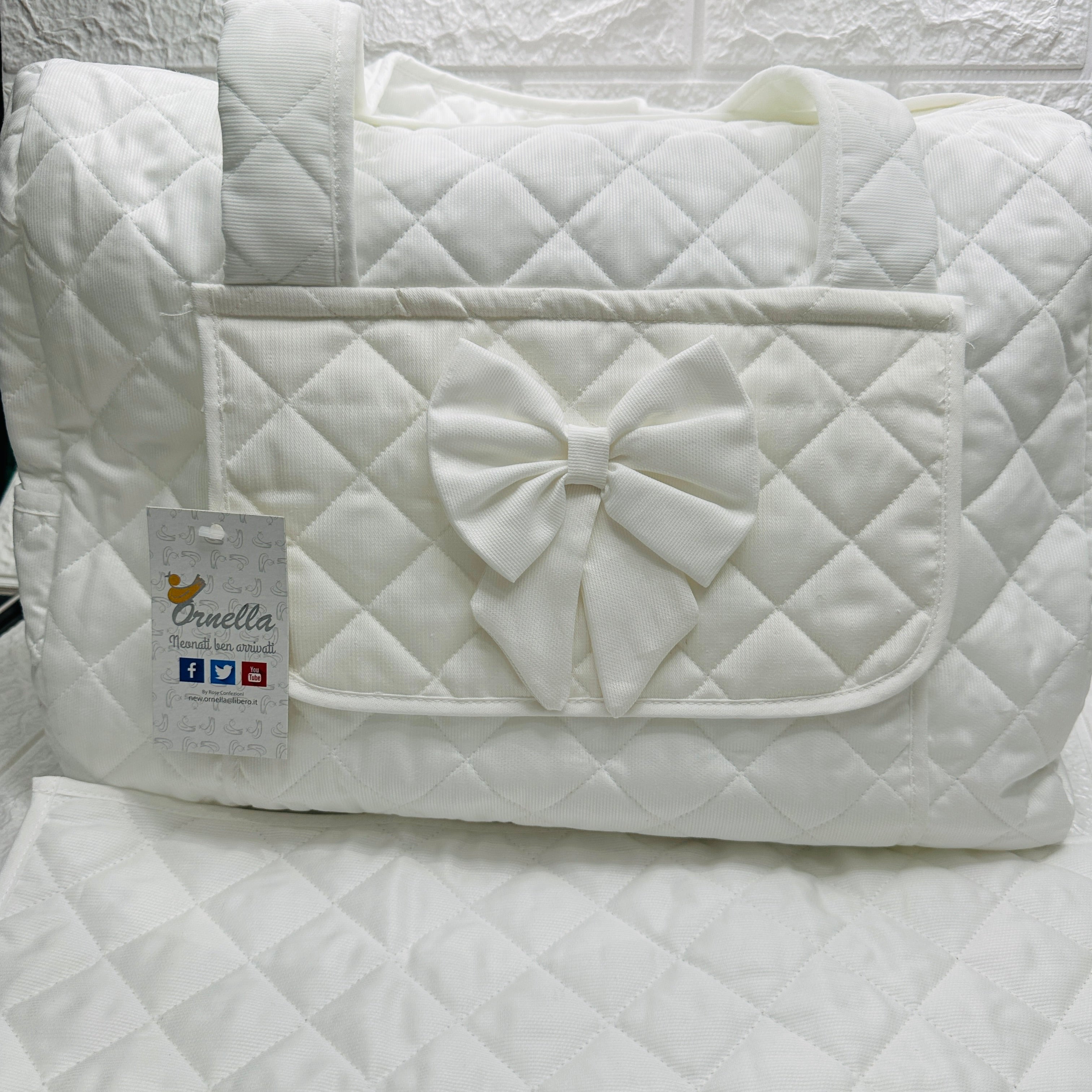 Borsa Nascita Fiocco Panna             dim 45x30x18