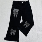 Jeans orsetto strass nero