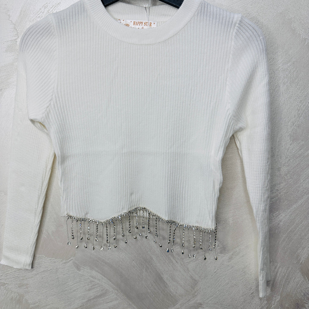 Maglioncino Bimba pendenti bianco