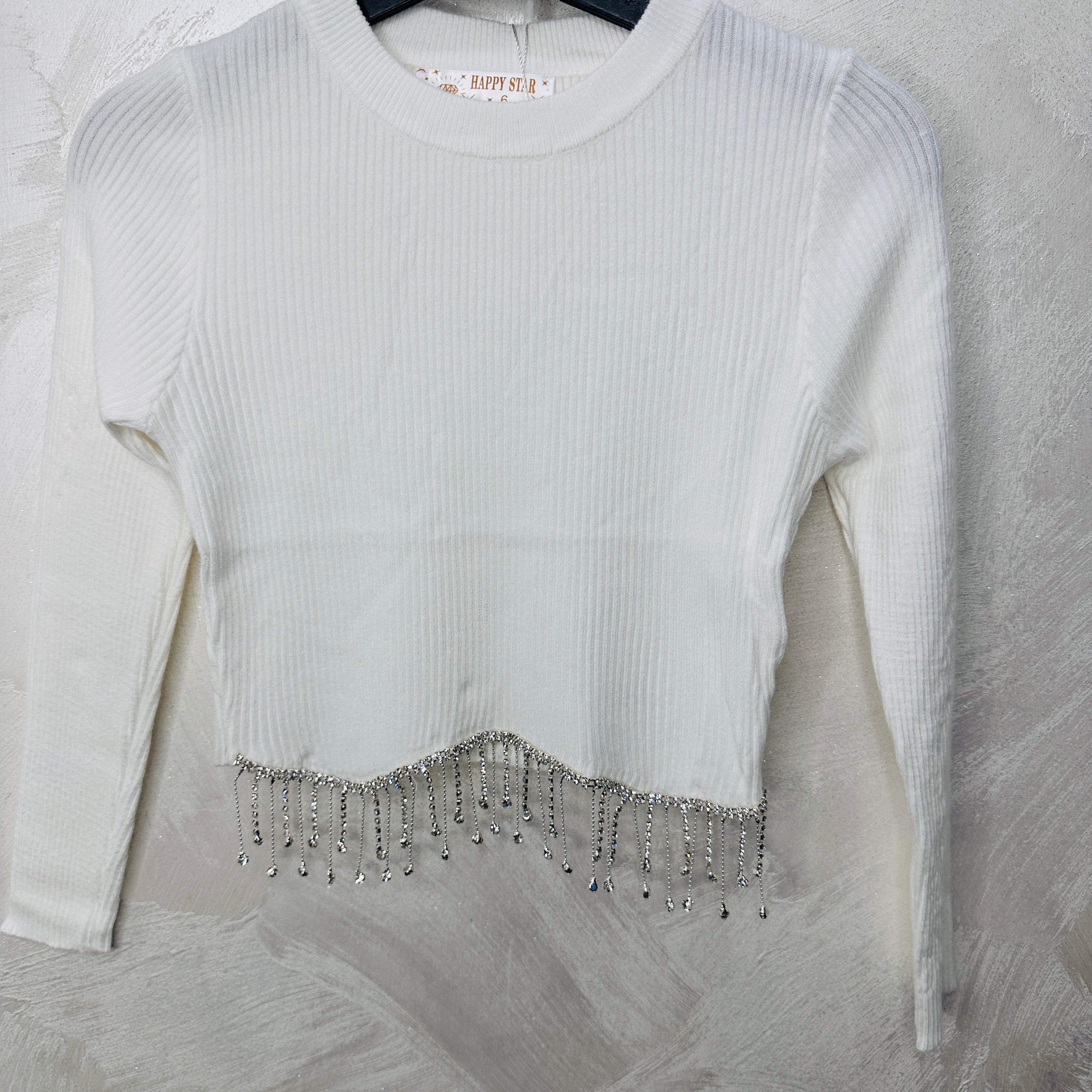 Maglioncino Bimba pendenti bianco