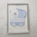 Fiocco nascita orso culla celeste dim 25x30