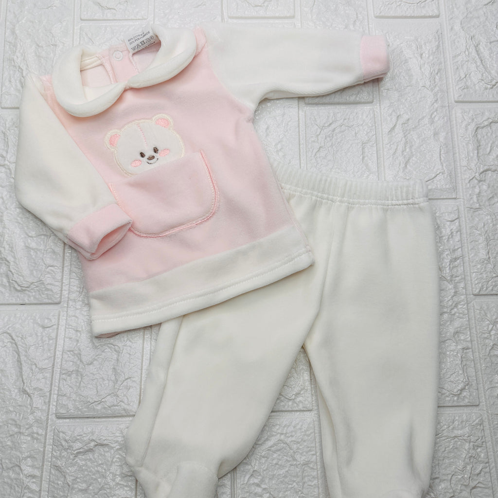 Tutina ciniglia taschino rosa 31406