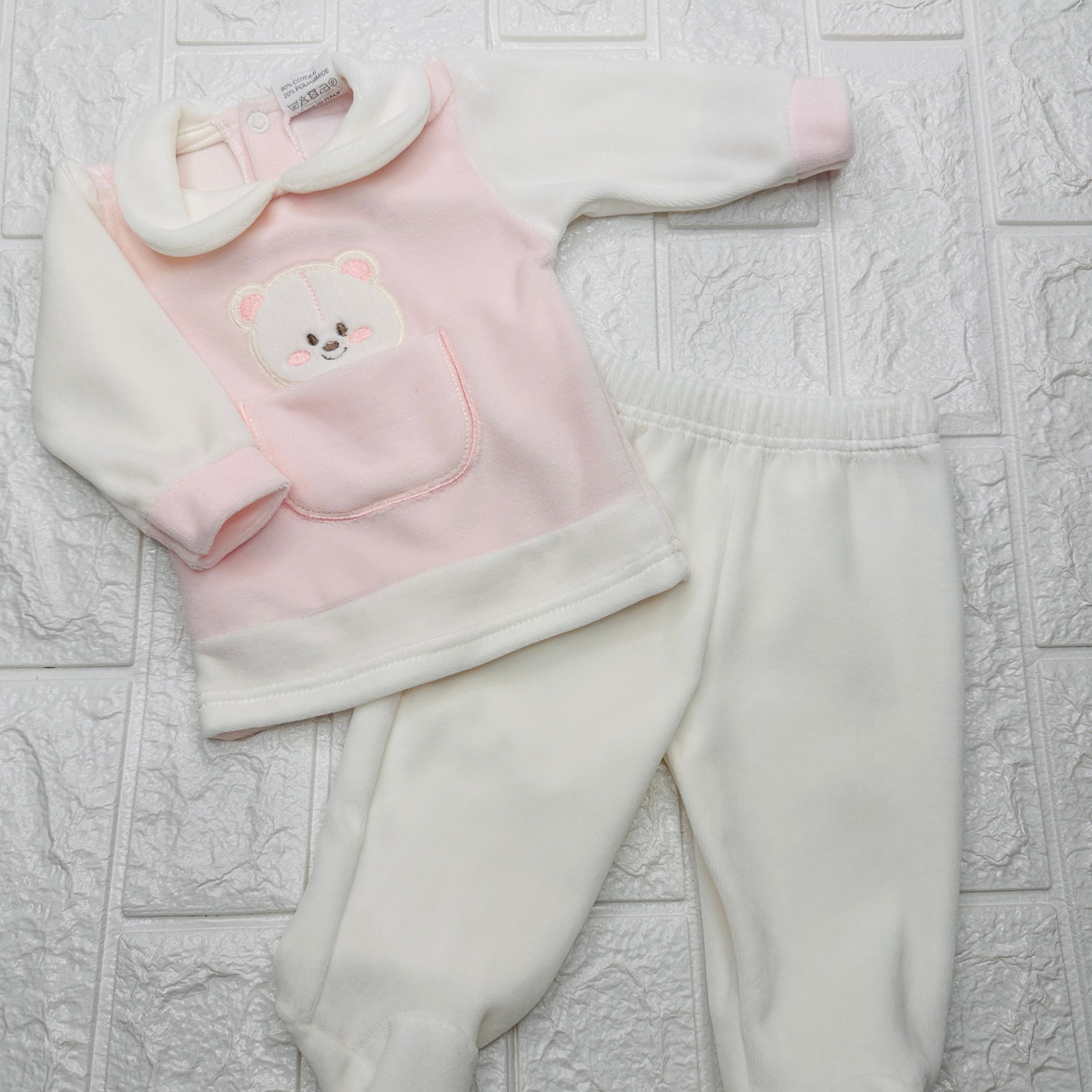 Tutina ciniglia taschino rosa 31406
