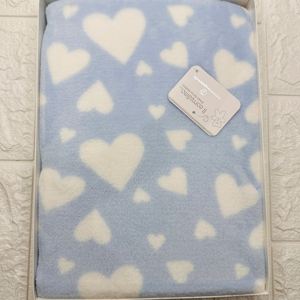 Coperta in pile cuore celeste