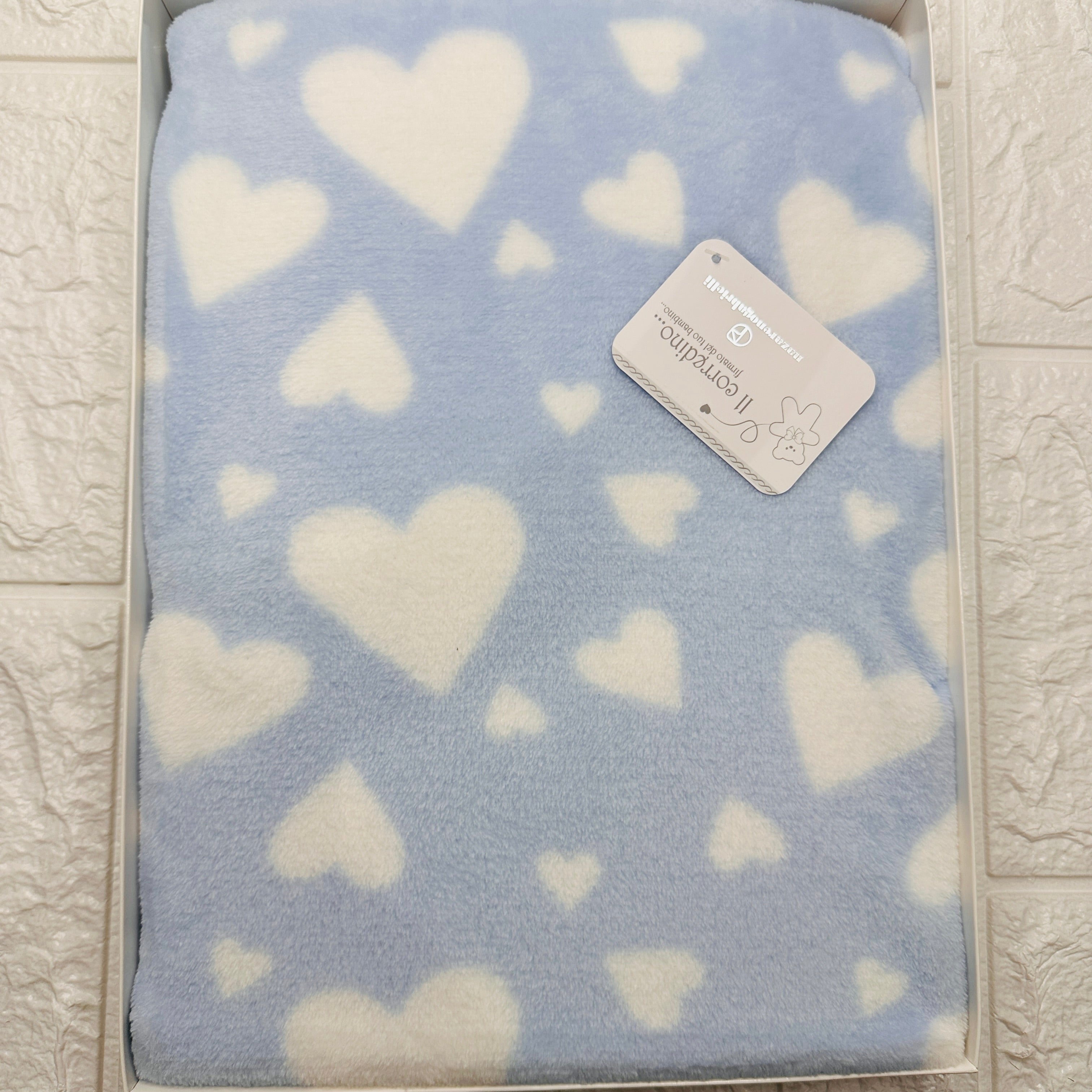 Coperta in pile cuore celeste