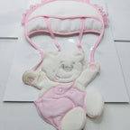 Fiocco nascita Orso mongolfiera rosa dim.25x30